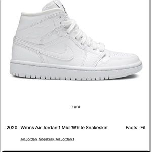 Mid Nike jordan one white snakeskin shoes size 7.5